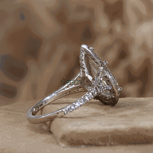 4 CT de pera blanca y diamante de corte redondo solitario con estilo de acento Juego de puntas anillo de bodas - Product Image 2