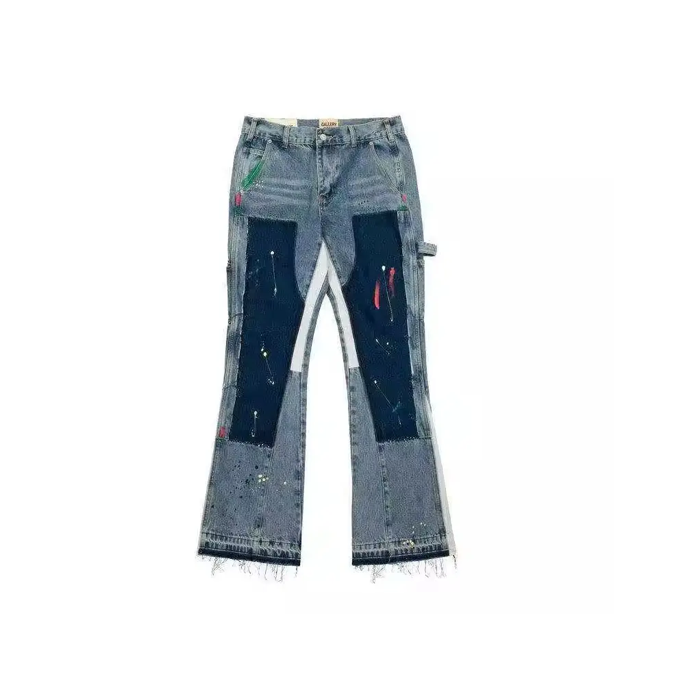 Topkwaliteit Unisex Winter Heren Flare Broek Oversized Ademende Volledig Naad Verzegelde Slabbetje Heren Jeans Flare Broek