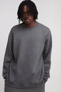 Top Deal 370gsm/430grams Unisex Custom Printed Crew Neck Sweatshirts Winter Plain Dyed Fleece Knitted Cotton Polyester Wholesale - Product Image 4