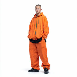 Conjunto de Dos Piezas de Chándal con Capucha y Cordón Ajustable, Transpirable y Ecológico, para Hombre, Estilo Urbano, Forro Polar de Invierno, Corte Regular - Product Image 1