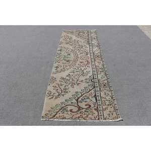 2.9x8 ft Vintage Rug, Rug, <b>Brown</b> Floral Rug <b>Wool</b> - Product Image 1