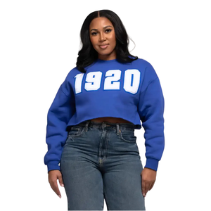 1920 estilo universitario Crop Crewneck sudadera suave polar azul recortado pulóver griego vida ropa para Zeta Phi Beta Sorority - Product Image 2