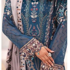 Ramsha Collection en mousseline brodée Vol F27 robes de soirée indiennes et pakistanaises pour femmes dames en mousseline de soie Shalwar Kameez - Product Image 3