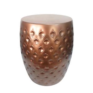 Taburete de tambor de hierro redondo, cobre martillado, otomanos antiguos, restaurante, muebles de sala de estar, cantidad a granel, accesorios artesanales - Product Image 4