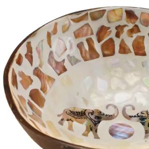 Cuencos de coco de laca de ratán vietnamita, vajilla de fiesta ecológica, cuenco de coco de muestra gratis hecho en Vietnam - Product Image 3