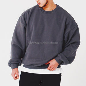 Sweat-shirts pour hommes surdimensionnés en coton peigné, col rond, pull uni, impression puff, streetwear, sweats à capuche et sweat-shirts pour hommes - Product Image 1
