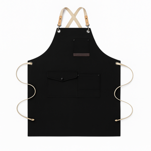 ผ้ากันเปื้อนผ้าแคนวาสสีน้ำตาลแบบปรับแต่งได้ มีกระเป๋าคู่ ไม่มีแขน ทนทาน ใช้ซ้ำได้ ซักได้ ปักโลโก้ สำหรับงานเพ้นท์ หลากหลายรูปแบบ - Product Image 4