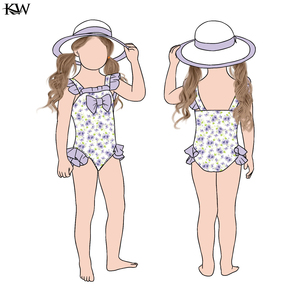 Baby Girl Summer Swimsuit One Piece with Matching <b>Hat</b> Toddler Ruffle Bathing Suit Kids Swimwear Set Beachwear Outfit - Product Image 6