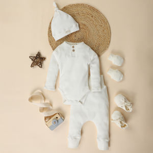 Calidad Premium 100% GOTS Oekotex Certified 5 Pack New Born Baby Set con embalaje personalizado colores unisex - Product Image 5