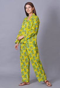 Conjunto de Pijama de Algodón Casual de Verano con Estampado Floral, Corte Ajustado, para Mujer, Ropa de Dormir, Diseño Indio para Fiesta Nupcial - Product Image 3