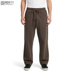 Pantalones de chándal de felpa francesa lavados con ácido vintage con borde crudo de fondo dividido con logotipo personalizado, pantalones de chándal en blanco, pantalones de chándal para correr - Product Image 1