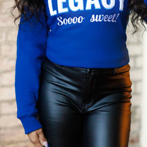 Zeta Legacy Chenille Sweat Coton Polaire Sororité Vêtements Brodé Zeta Phi Beta Legacy Bleu Pull Ras Du Cou - Product Image 3