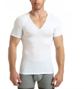 T-shirt décontracté à manches courtes en coton élasthanne et à motif teint uni pour hommes - Product Image 6