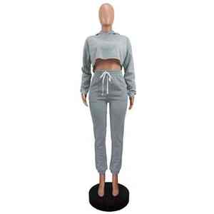 Ensemble de survêtement pour femme personnalisé, haut court, short, sweat à capuche, vêtements de sport pour la course à pied, le jogging - Product Image 4