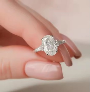 แหวนหมั้นทำจากทองทึบ14K สำหรับผู้หญิงเครื่องประดับสำหรับงานแต่งงานรูปวงรีและติดอยู่ที่ห้องปฏิบัติการครบรอบ - Product Image 2