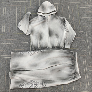 Conjunto de Sudadera con Capucha y Pantalones Deportivos Holgados, Lavado Ácido, Diseño Personalizado Ligero, Estilo Casual de Invierno para Hombre - Product Image 6
