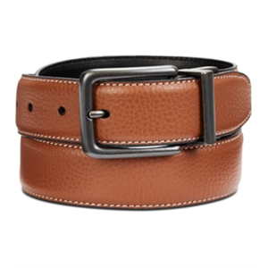 Cintura Perry Ellis Portfolio 35mm Casual Reversibile in Vera Pelle di Vacchetta Marrone con Fibbia in Lega, Taglia 32, Lusso Classico Formale - Product Image 2