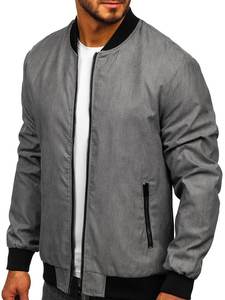 2025 chaqueta Bomber de lana personalizada para hombre, cuello levantado, manga larga, cuello redondo, bolsillos, venta al por mayor, cortavientos de invierno de lona - Product Image 3