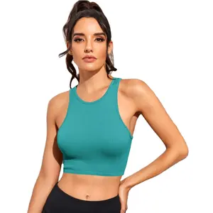 2023 Hot Tank Tops cropped Women Summer Cheap Price Custom Made New Design crop top Tank Tops solid color dyed sleeveless