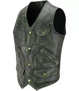 Chalecos de marca personalizados para moto de cuero negro para hombre, chaquetas de cuero, chaleco hecho a mano para motocicleta, chaleco para Club, punto de diamante 2024 - Product Image 1