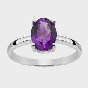 Anillo de declaración de Plata de Ley 925 hecho a mano para mujer, piedra preciosa Natural blanca de amatista, corte ovalado minimalista - Product Image 3