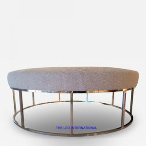 Metal Stainless Steel Fabric Dubai Style Ottoman <b>Stool</b> Black Color High Quality Home <b>Office</b> Furniture Decoration - Product Image 4