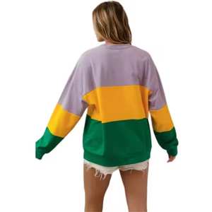 Pullover a girocollo a manica intera stampato personalizzato all'ingrosso felpa lavorata a maglia ricamata e lavata con Logo anteriore - Product Image 4