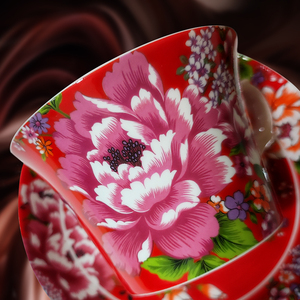 Ensemble tasse et soucoupe en porcelaine Shin Tai Yuan, motif pivoine rouge, imprimé par transfert d'eau, cadeau en céramique pour le Nouvel An chinois et Noël - Product Image 6