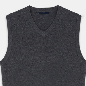 PULL personnalisable homme 100% coton col en V sans manches GRIS motif uni respirant anti-rides anti-rétrécissement logo avant ODM - Product Image 2