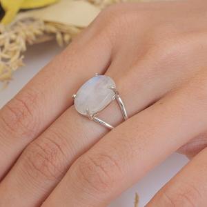 Anillo de promesa clásico de tendencia de plata 925, Plata de Ley 925, piedra preciosa hecha a mano, piedra lunar, Spinner, anillo de regalo de boda, joyería - Product Image 2