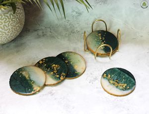 Handcrafted Resin <b>Coasters</b> Set Premium <b>Drink</b> <b>Coasters</b> <b>for</b> Table Protection - Product Image 6