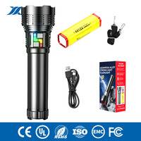 Lampe torche LED tactique haute puissance rechargeable pour extérieur avec affichage de la puissance, personnalisation disponible
