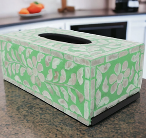 Porte-serviettes en bois MDF fait à la main MOP haute qualité décorations pour la maison élégantes boîte à mouchoirs en nacre - Product Image 1