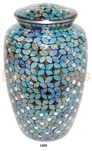 Urnas funerarias de cremación de aluminio de vidrio de mosaico-Urna de entierro de tamaño adulto grande - Product Image 2