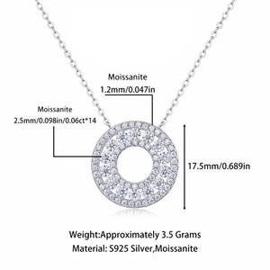2.5mm*14 Full <b>Real</b> Classic Moissanite Circle Pendant <b>Necklace</b> Women 925 Sterling <b>Silver</b> Luxury Custom Trendy Engagement - Product Image 6