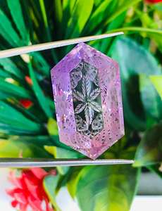 Mind Blowing Amethyst Hexagonal Shape Gemstone Butifull Antique Flower Carving Making Handmade Loose Gemstone Making Jewelry - Product Image 3