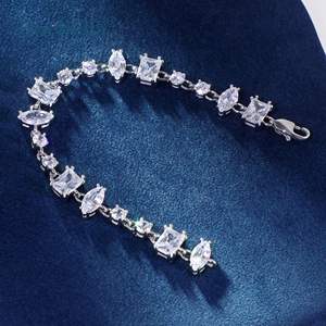 10mm Iced Clear Mixed Shape Tennis <b>Bracelet</b> for <b>Men</b> 14K White Gold Plated 925 Sterling Silver Moissanite <b>Bracelets</b> - Product Image 5