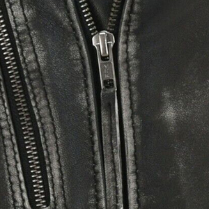 Chaqueta de cuero genuino negra con cuello mandarín para hombre con forro de tela de poliéster con cierre de cremallera chaquetas de cuero para hombre - Product Image 6