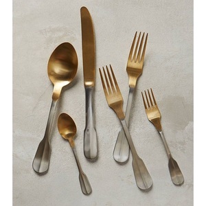 Ustensiles de cuisine de finition en acier inoxydable, ensemble de couverts entièrement en métal, outils de couverts en cuivre, ensemble de couverts brillants - Product Image 4