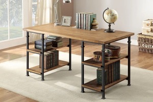 <b>Vintage</b> Industrial 1pc <b>Writing</b> <b>Desk</b> with 4 Open Shelves - Product Image 4
