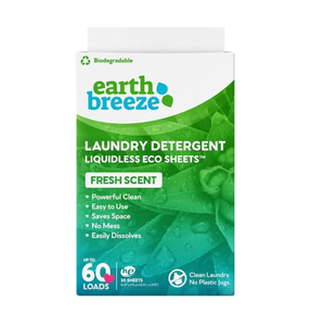 Fournisseur Earth Breeze Feuilles de détergent à lessive-Parfum frais-Sans cruche en plastique (60 charges) 30 feuilles Technologie sans liquide - Product Image 5