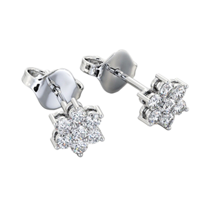 Boucles d'oreilles de luxe en or 14 carats pour femmes bijoux fins avec diamant naturel cultivé en laboratoire en blanc rose jaune or rose motif fleur - Product Image 2