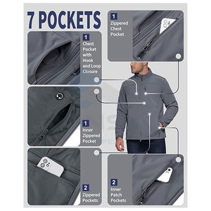 Veste Softshell de pêche en plein air personnalisée de haute qualité pour hommes coupe-vent imperméable tout temps - Product Image 3