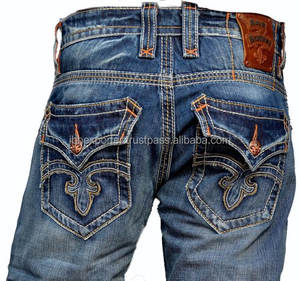 Vaqueros vaqueros de calidad superior con bordado elegante en el bolsillo - Product Image 3