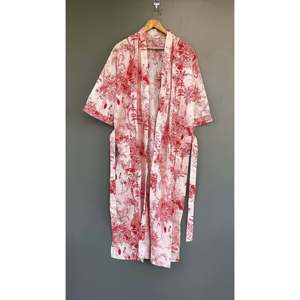 Robe Kimono en Coton à Imprimé Floral, Sans Col, Élégante, Taille Unique, pour Club, Loisirs, Robe d'Été Sexy - Product Image 1