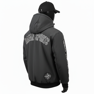 Veste Softshell 320GSM, coupe-vent robuste, gris foncé, doublure en polaire douce, logo personnalisé brodé, veste Softshell pour homme - Product Image 3