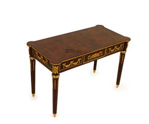 Mesa Auxiliar Cuadrada de Estilo Francés de Lujo con Incrustaciones Florales y Detalles en Latón Dorado Antiguo para Decoración Clásica de Esquinas - Product Image 4