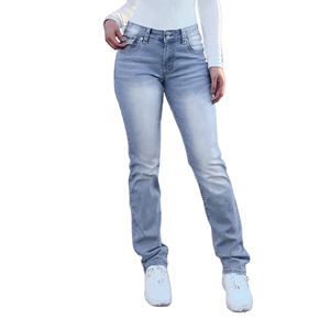 Joggers de cintura elástica de cintura alta para mujer, pantalones vaqueros holgados elásticos con cordón y bordado de botones para la temporada de invierno - Product Image 1