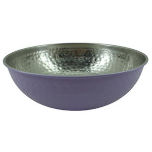 Set of 2 Medium Size Metal Serving Salad Bowl Nickel With <b>Purple</b> Color Iron Bowl for Tabletop <b>Decorations</b> - Product Image 1