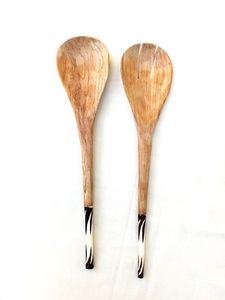 Cuillère fourchette en bois peinte à la main couverts à salade vaisselle de designer outil de service à salade logo personnalisable ustensiles de cuisine - Product Image 6